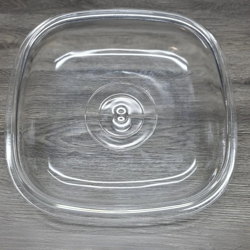 Pyrex Square Casserole Lid - Part# P-12-C - High Top Clear Lid - Small Handle
